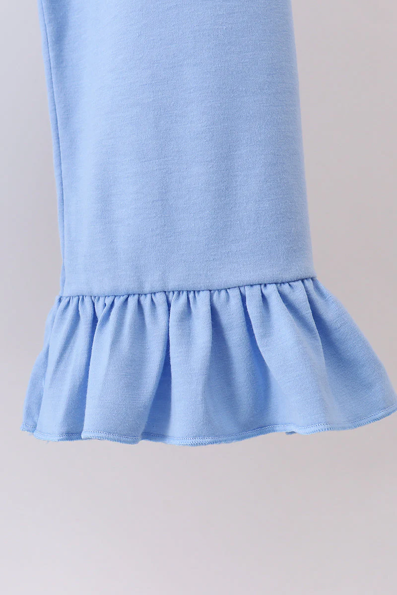 Blue Floral Print Ruffle Pants Set - Image 5