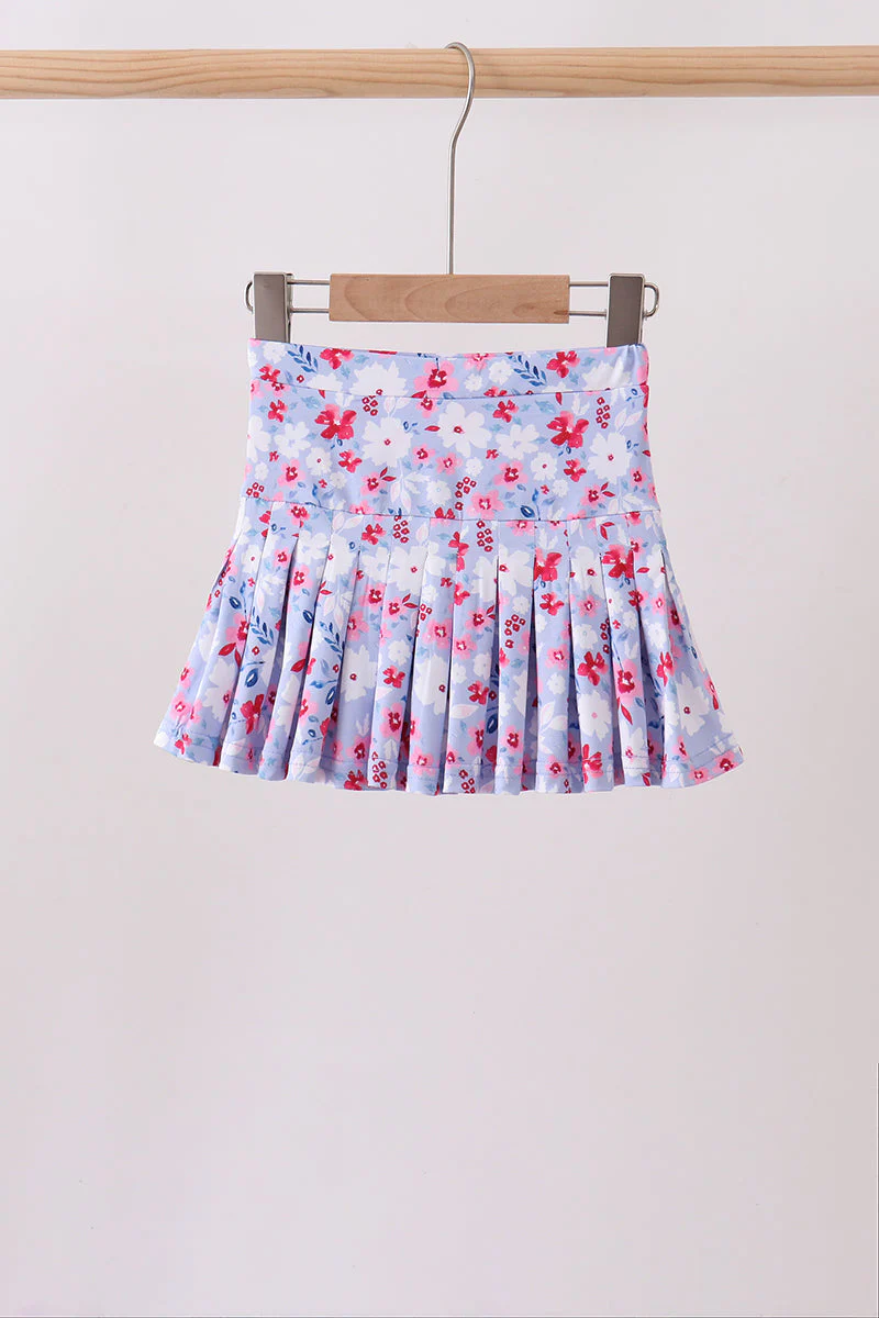 Blue floral print skorts