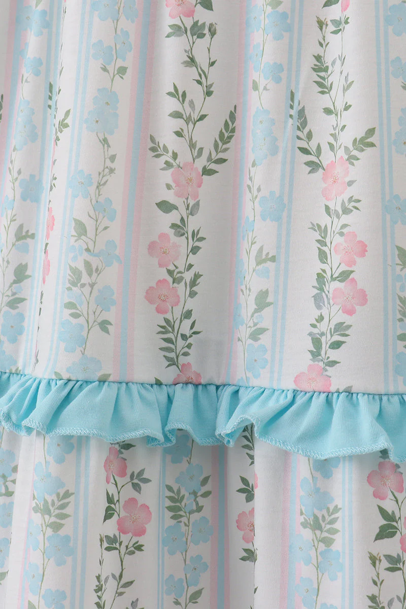 Blue floral print smocked mom dress - Image 3