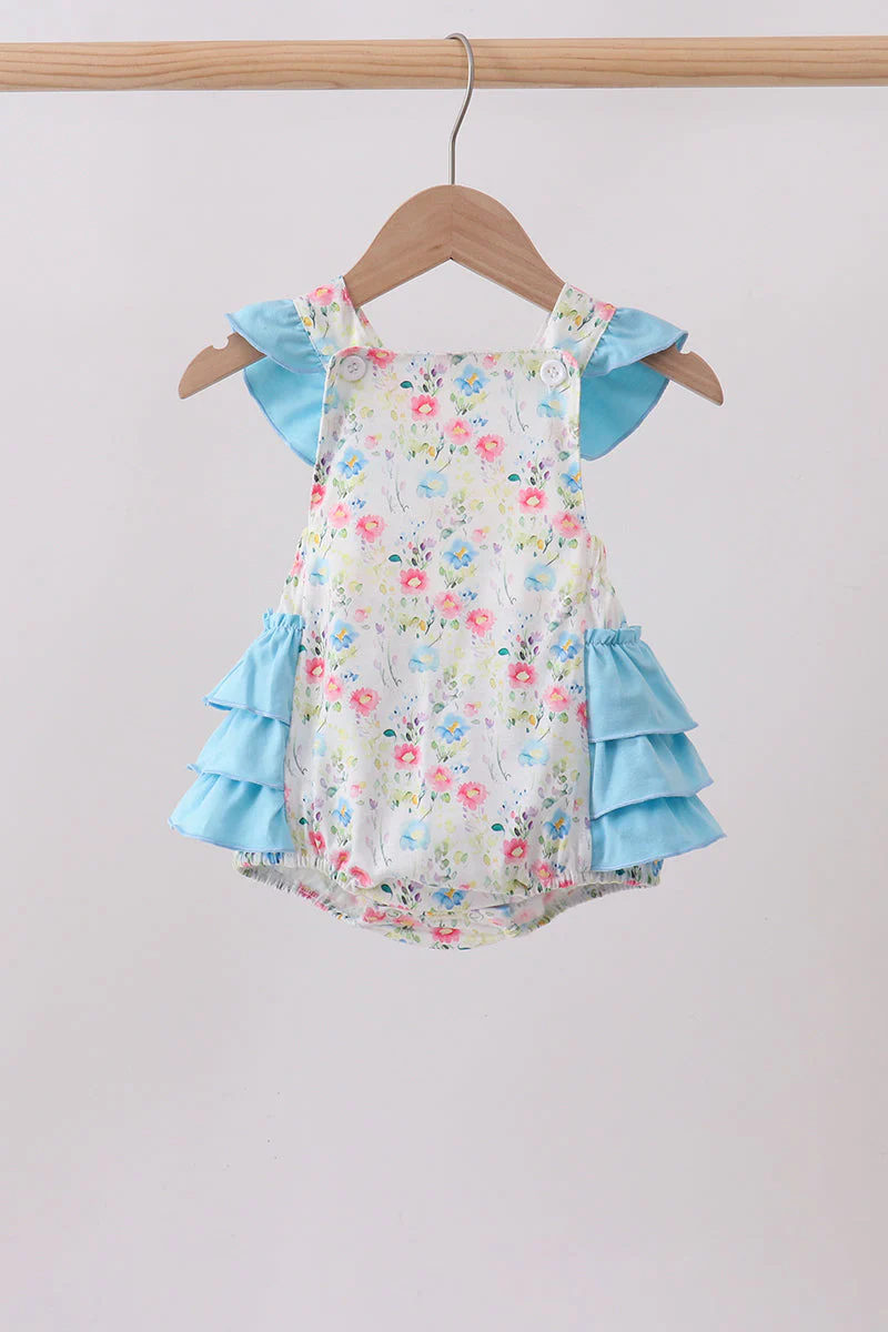 Blue Floral Ruffle Bubble