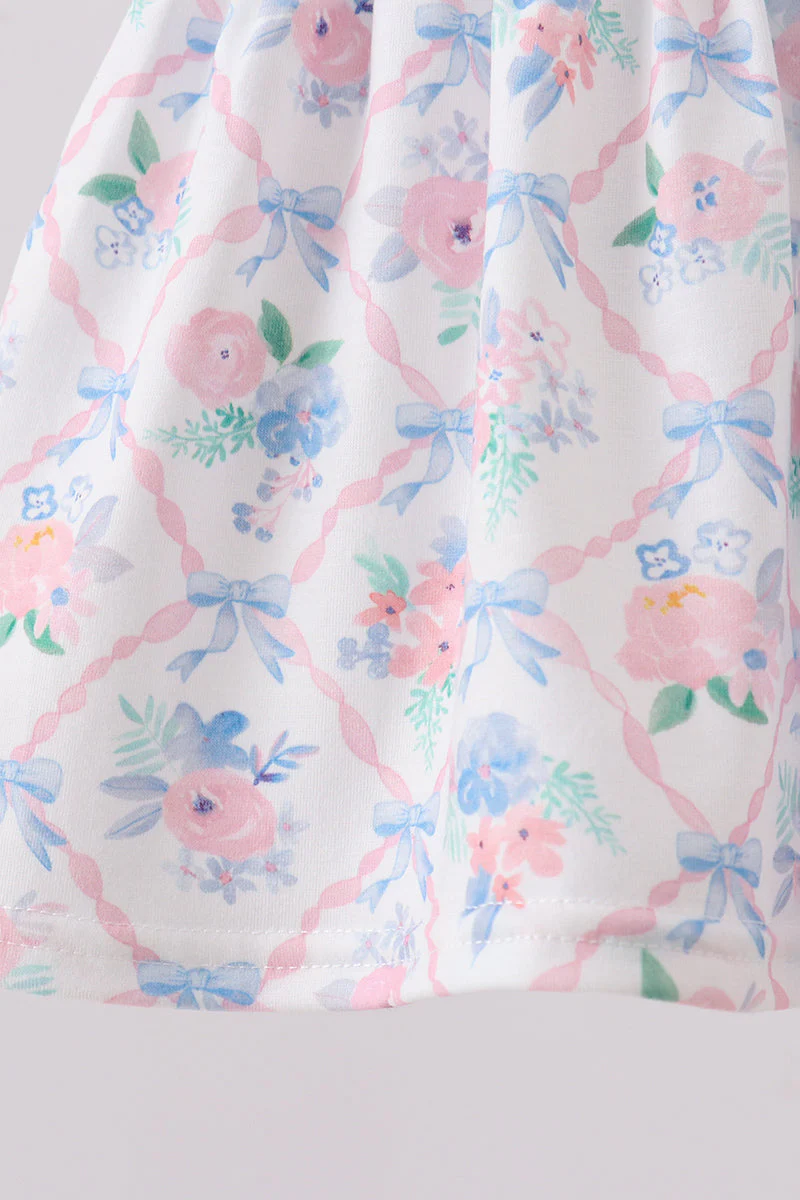 Blue Floral Smocked Bloomer Set - Image 3