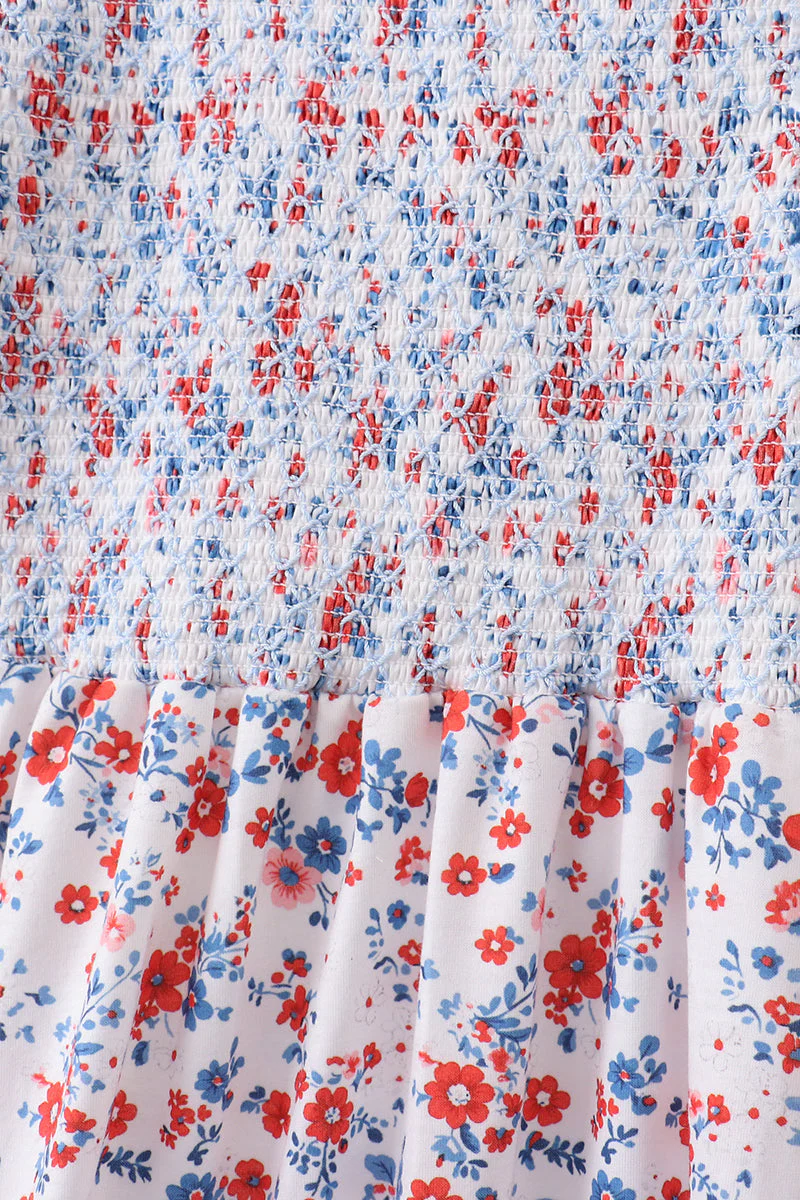 Blue floral smocked dress - Image 3