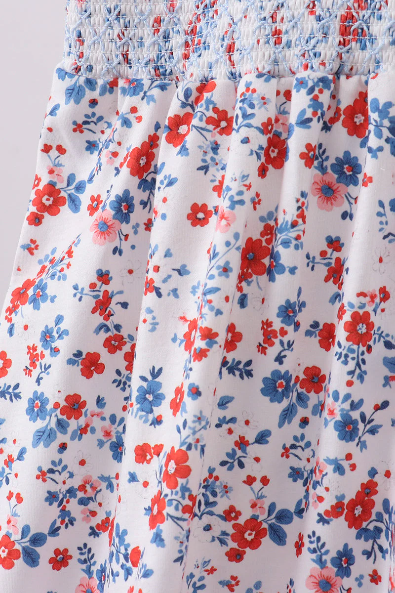 Blue floral smocked dress - Image 4