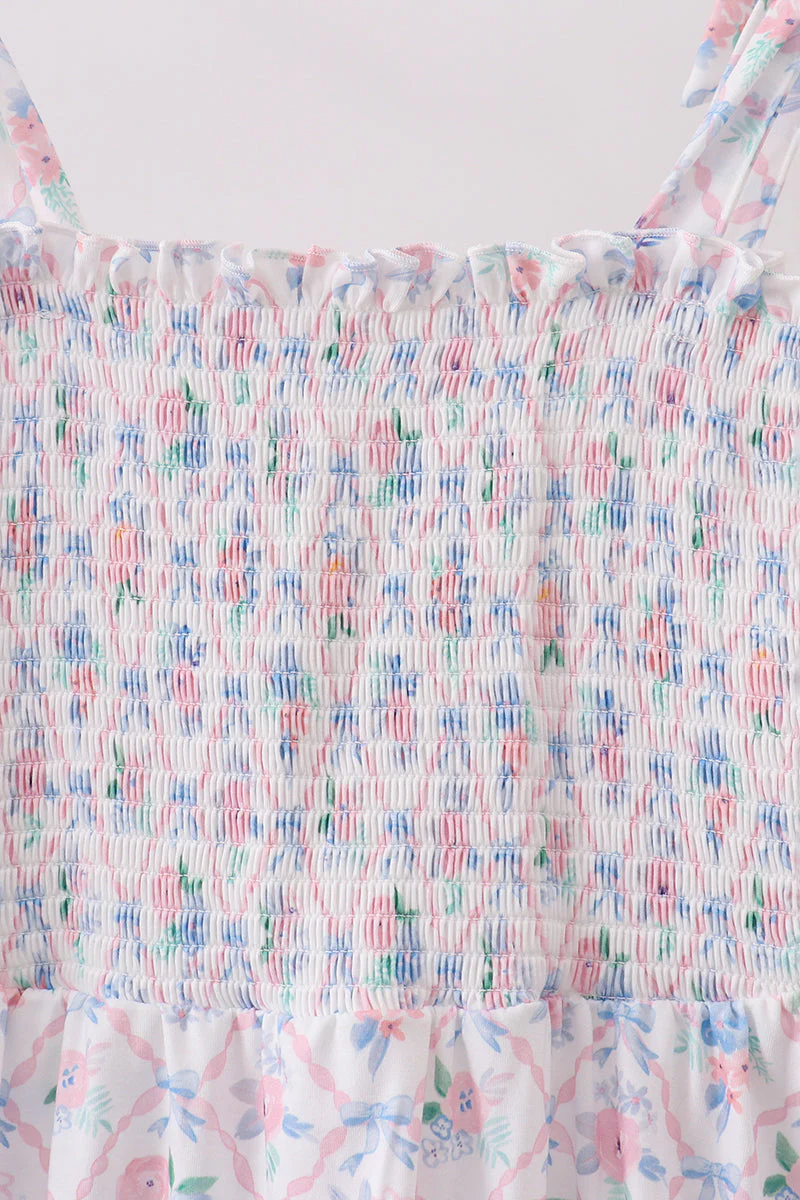 Blue Floral Smocked Mom Dress - Image 2
