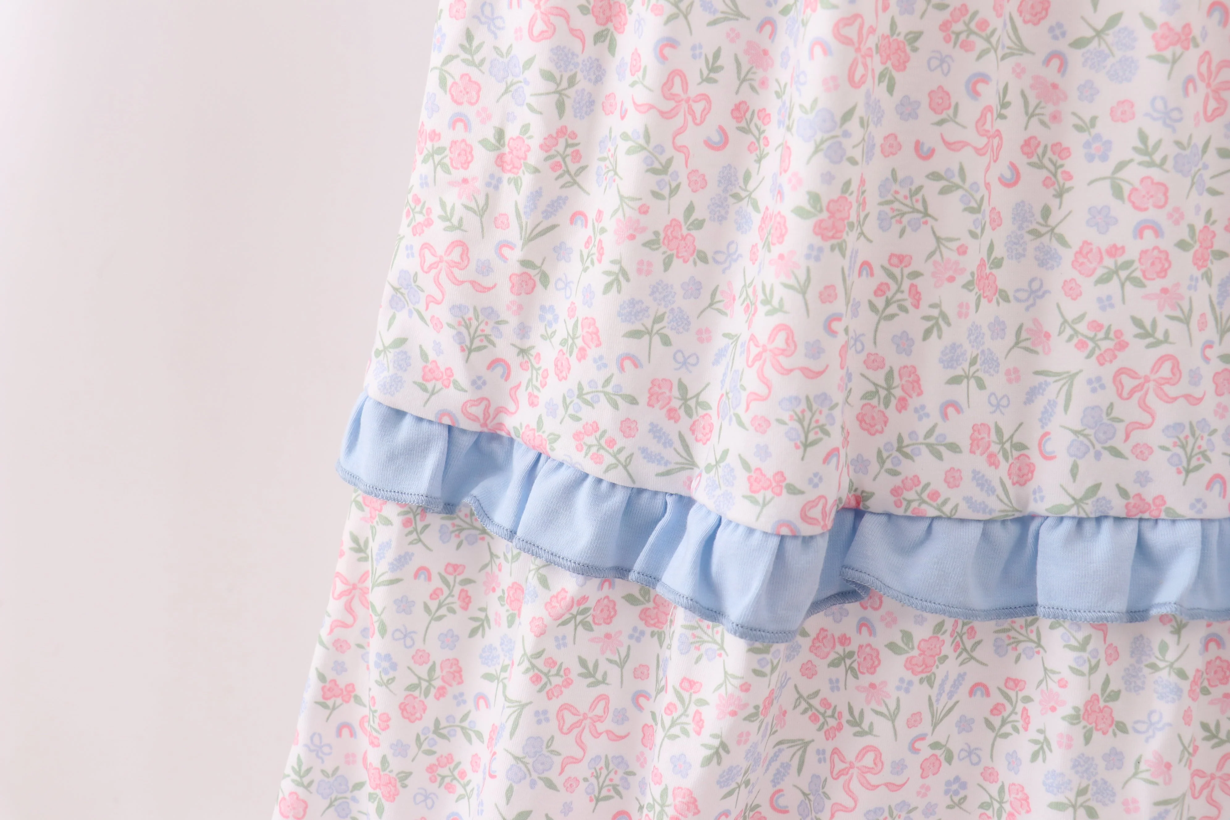 Blue Floral Smocked Mom Tiered Dress - Image 3