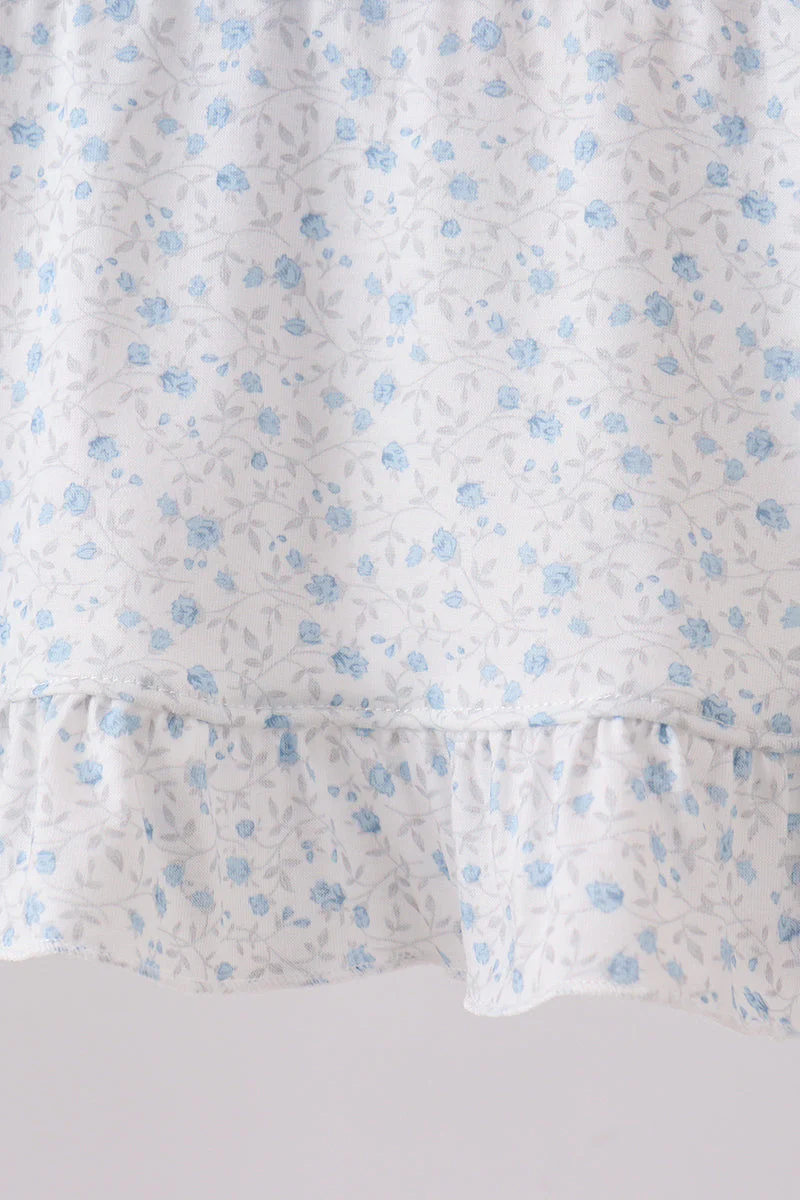 Blue Floral Smocked Ruffle Bloomer Set - Image 3