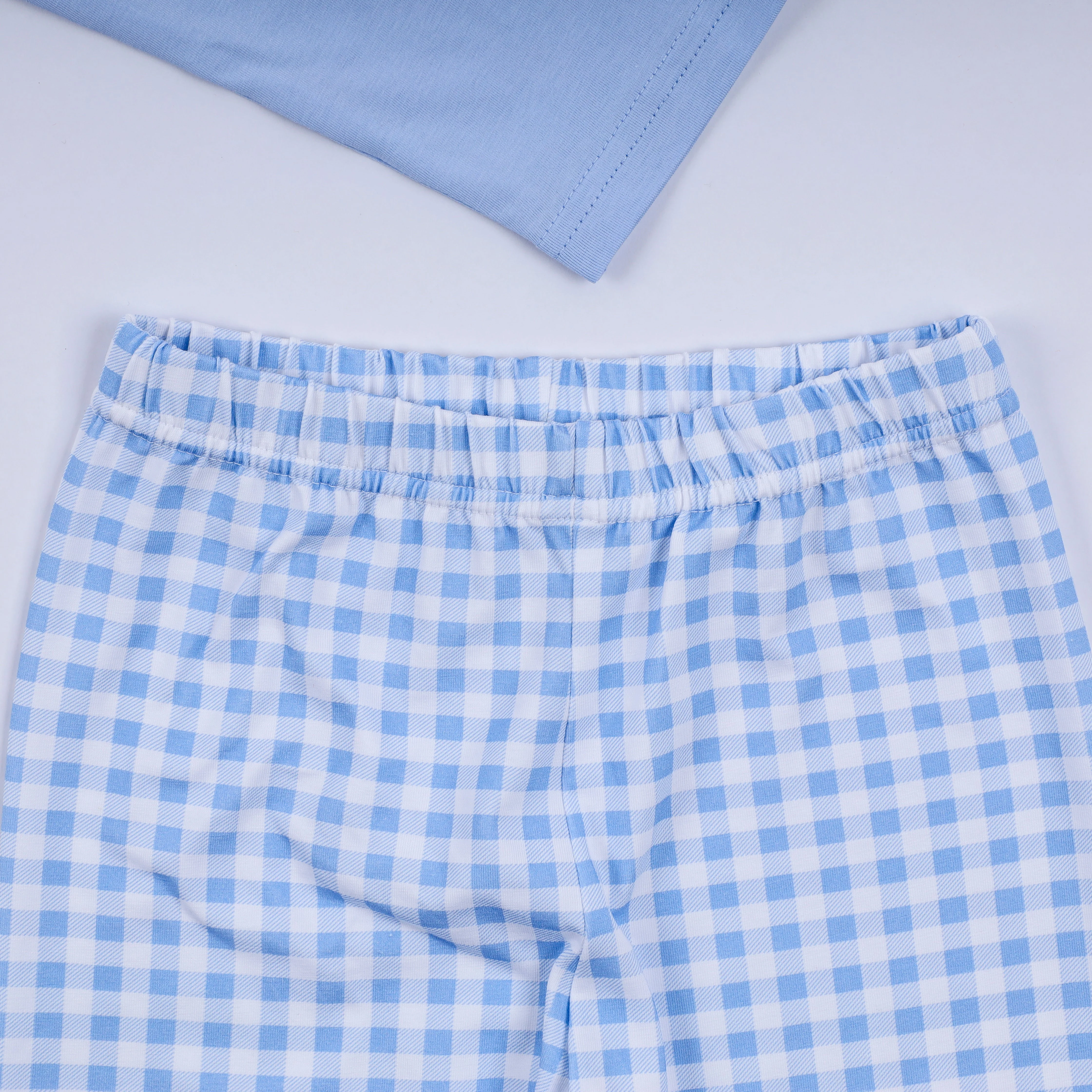 Blue gingerbread hand smocked gingham pants set - Image 6