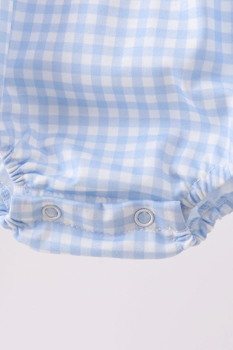 Blue Gingham Animal Embroidered Bubble - Image 3