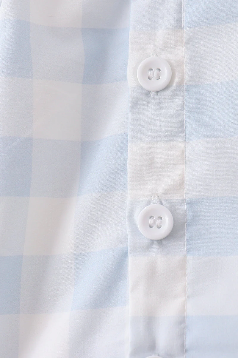 Blue Gingham Shorts Set - Image 2