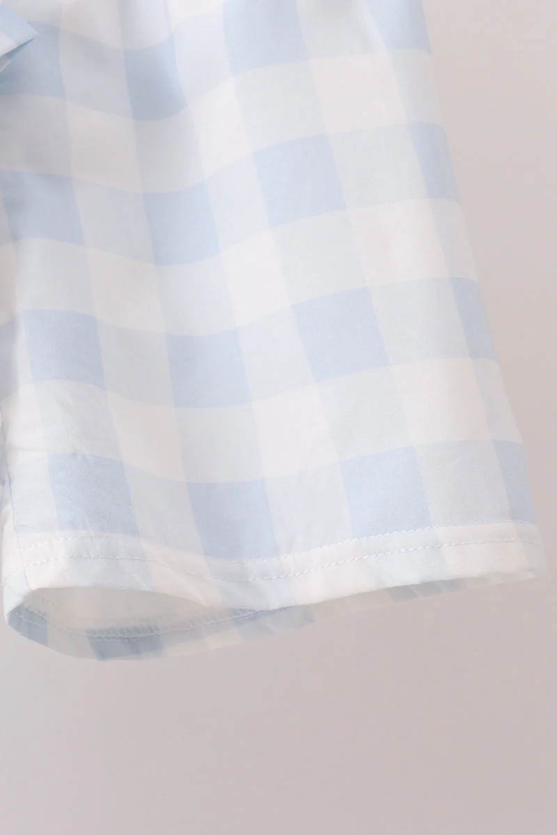 Blue Gingham Shorts Set - Image 3