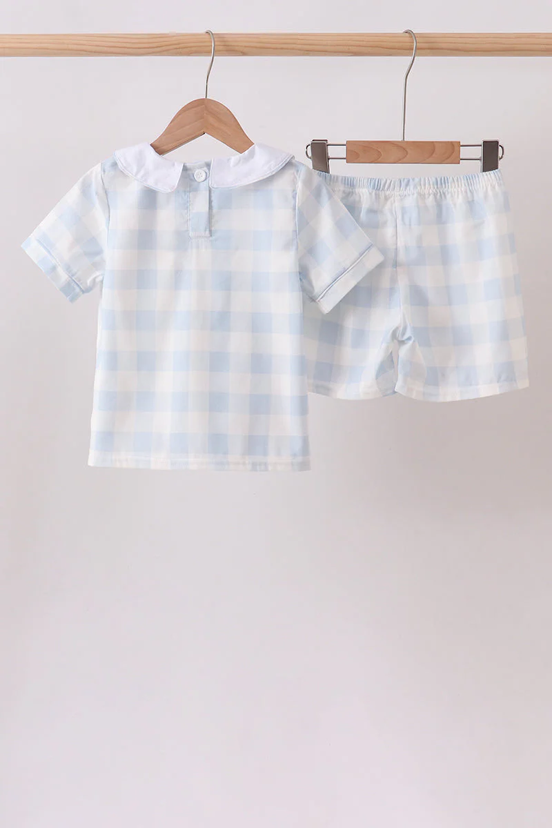 Blue Gingham Shorts Set - Image 5