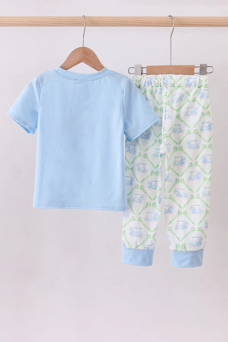 Blue golf cart embroidery pants set - Image 5