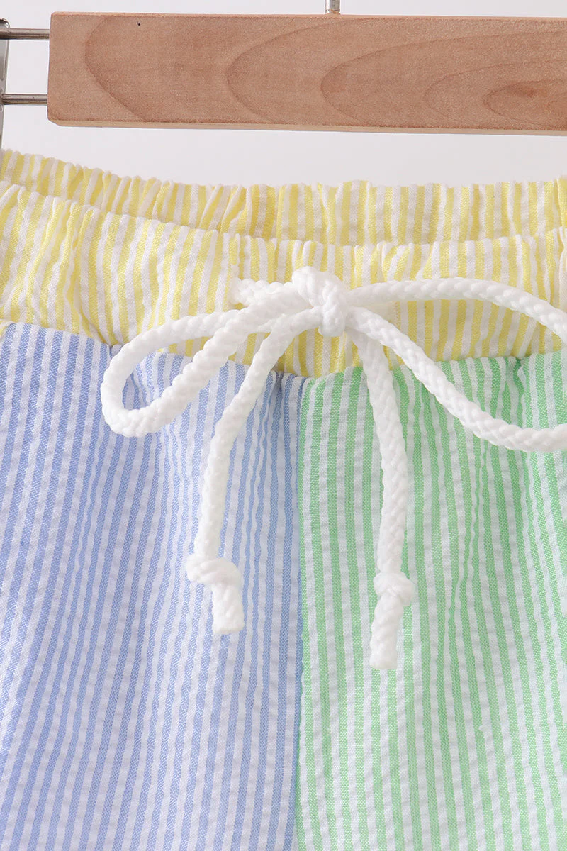 Blue&green seersucker shorts - Image 2