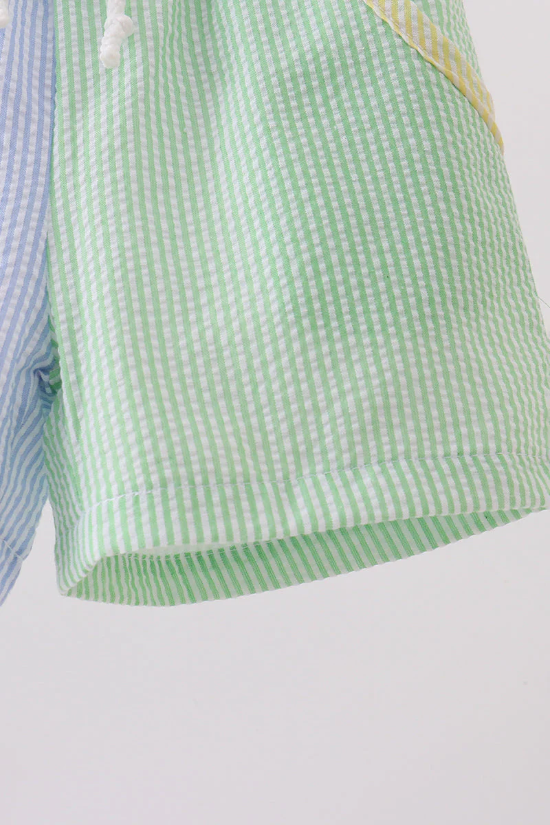 Blue&green seersucker shorts - Image 4