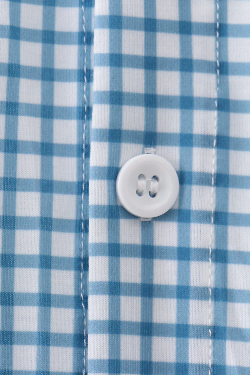 Blue Grid Dad Button Down Shirt - Image 4