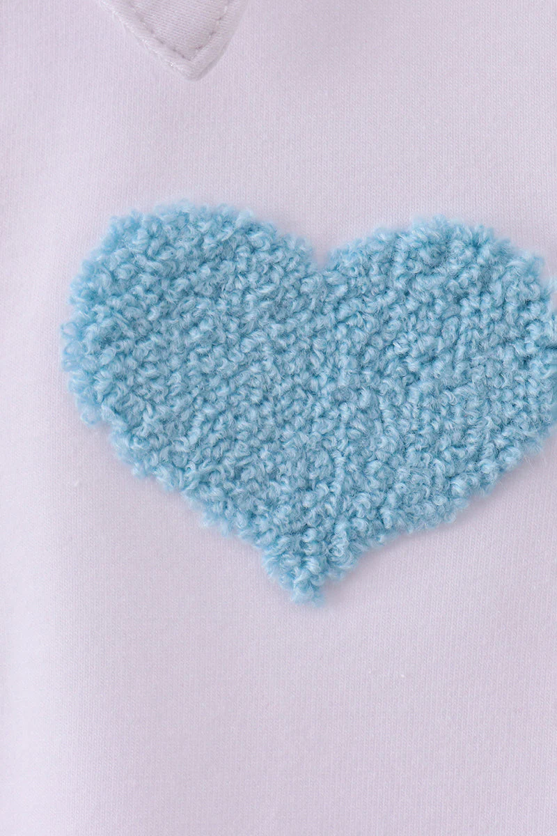 Blue heart french knot button down top - Image 3