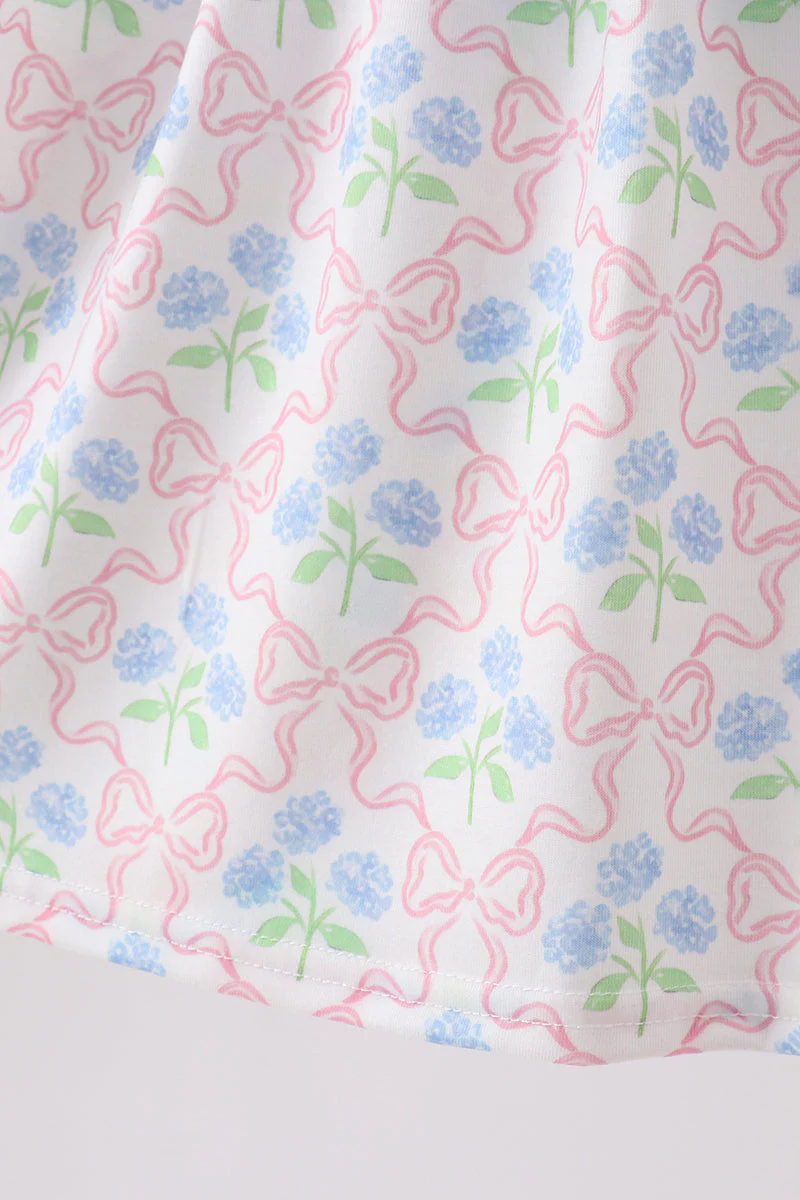 Blue Hydrangea Bow Dress - Image 3