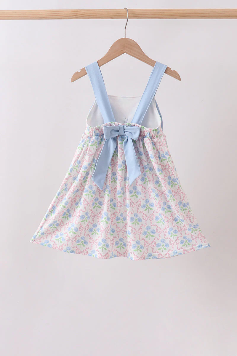 Blue Hydrangea Bow Dress - Image 4