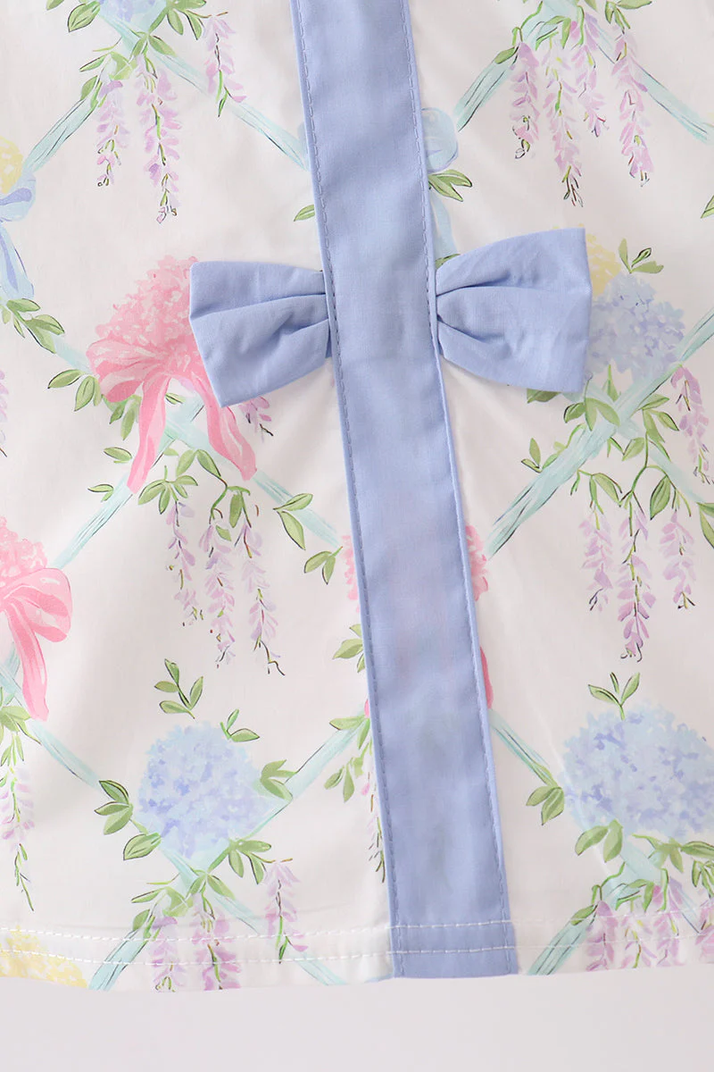Blue Hydrangea Bow Dress - Image 3