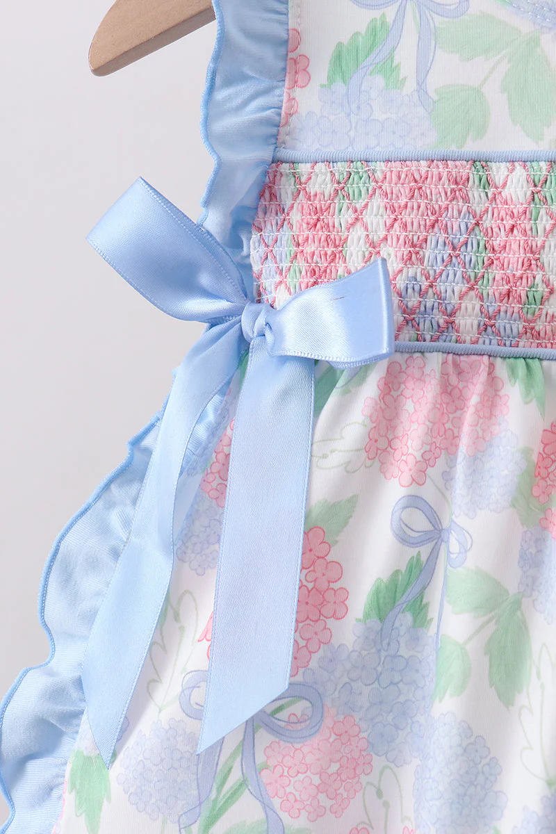 Blue Hydrangea Smocked Bloomer Set - Image 2