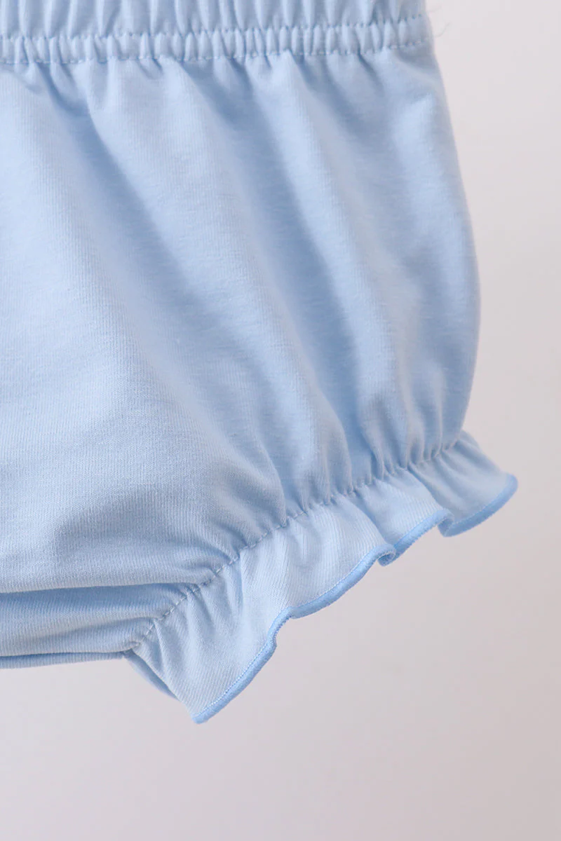 Blue Hydrangea Smocked Bloomer Set - Image 4