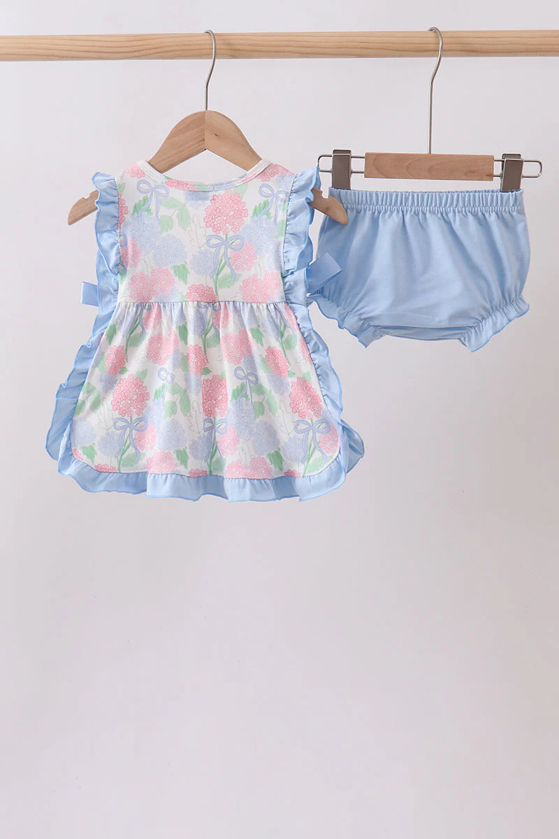 Blue Hydrangea Smocked Bloomer Set - Image 5