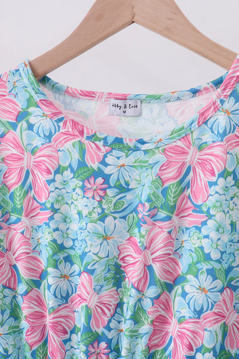 Blue I love MOMMY embroidery women dress - Image 2