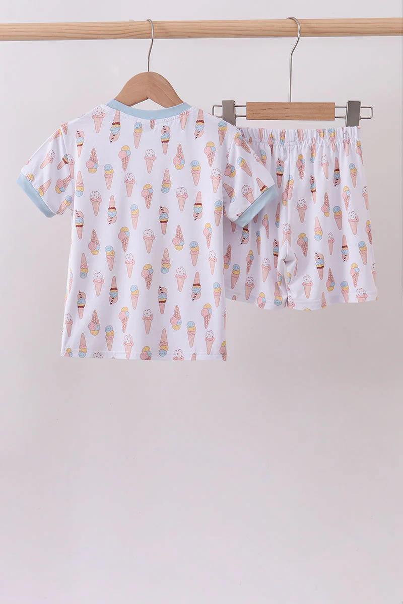 Blue ice cream print bamboo pajama set - Image 2