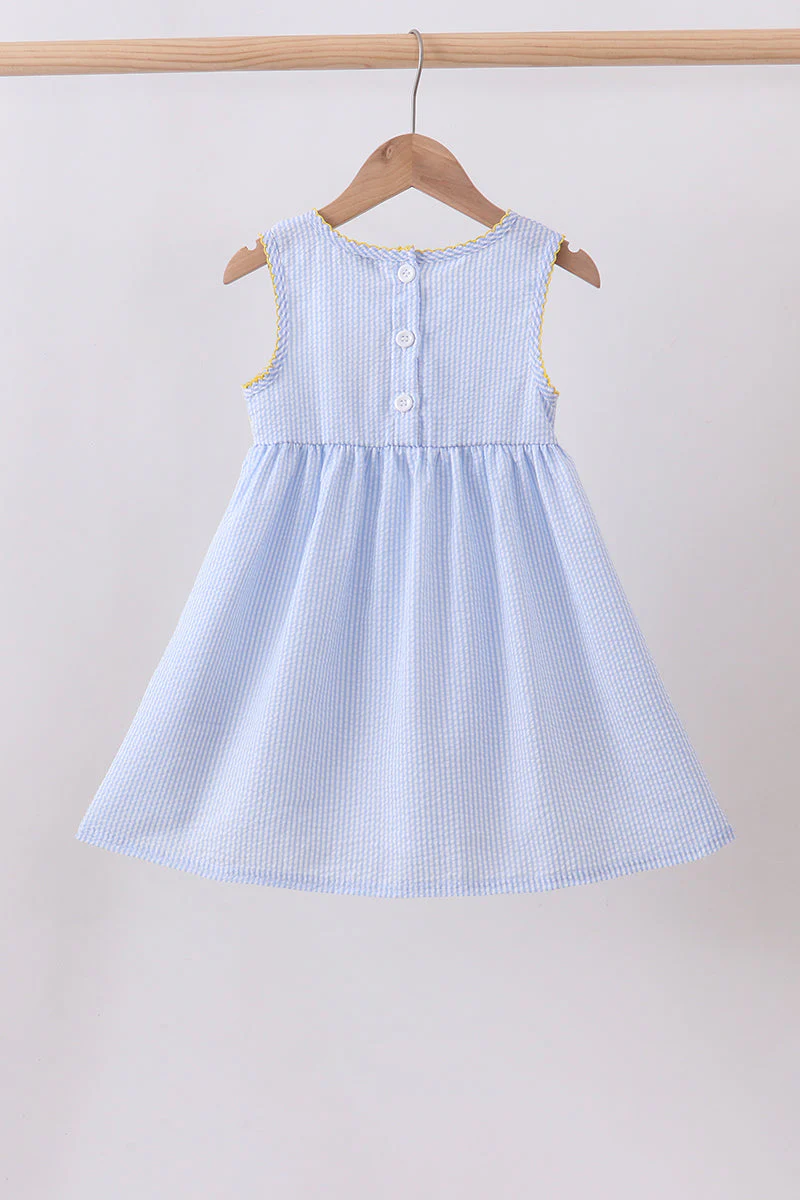 Blue lemon embroidery seersucker dress - Image 6