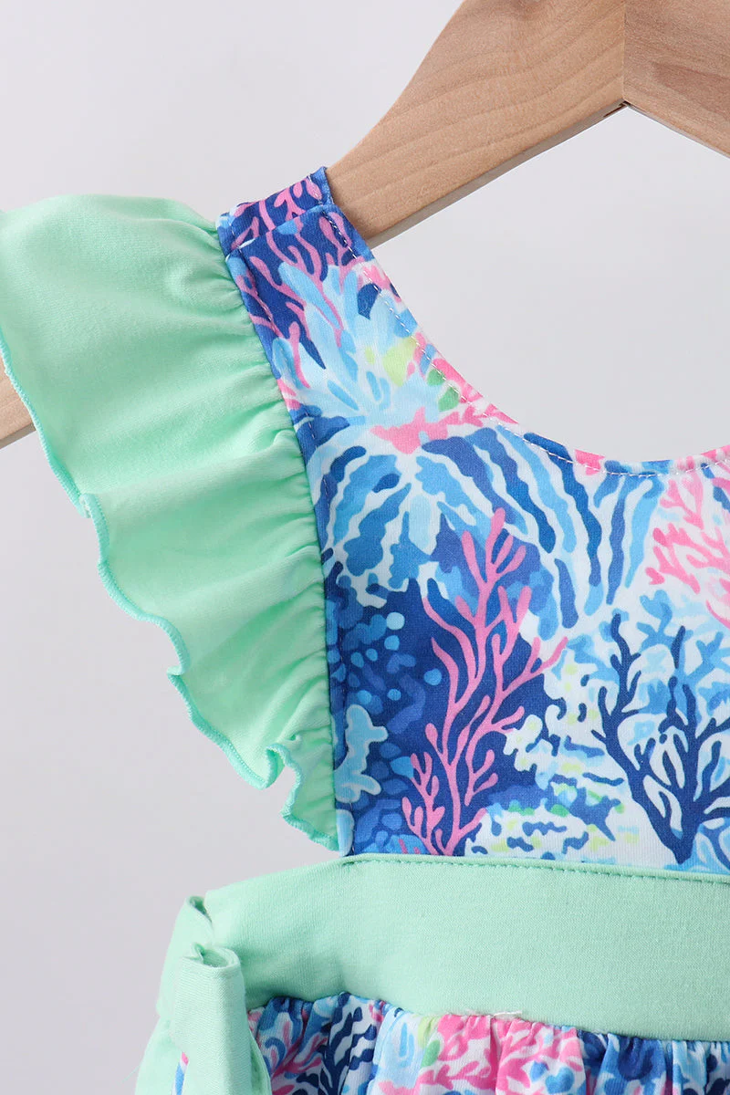 Blue marine creature print ruffle bloomer set - Image 2