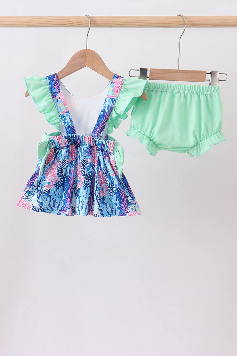 Blue marine creature print ruffle bloomer set - Image 5