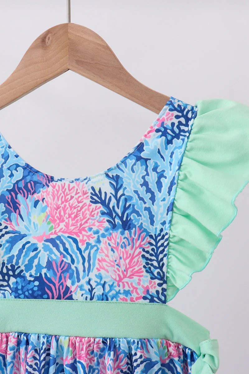 Blue marine creature print ruffle dress - Image 2