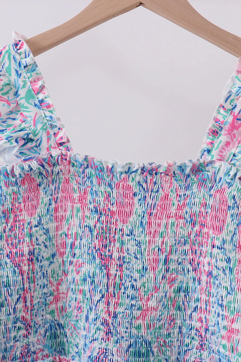 Blue marine smocked ruffle tiered mom&me dress - Image 3