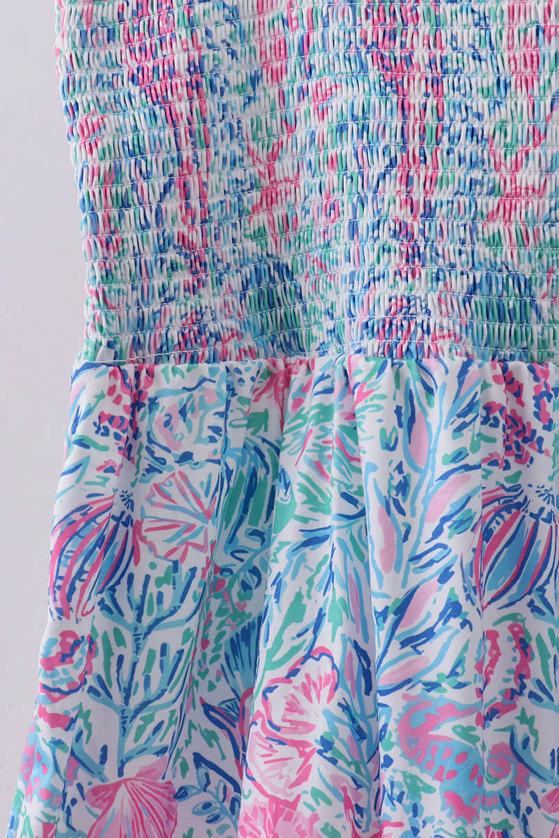 Blue marine smocked ruffle tiered mom&me dress - Image 4