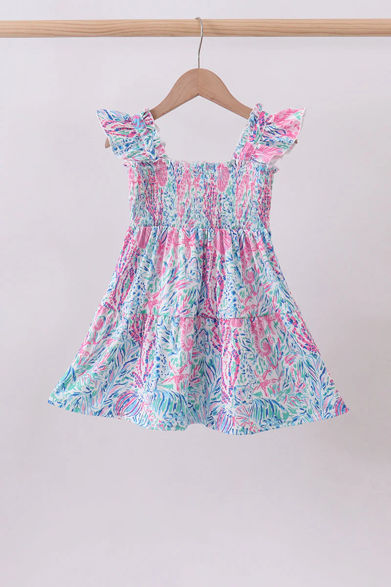 Blue marine smocked ruffle tiered mom&me dress - Image 9
