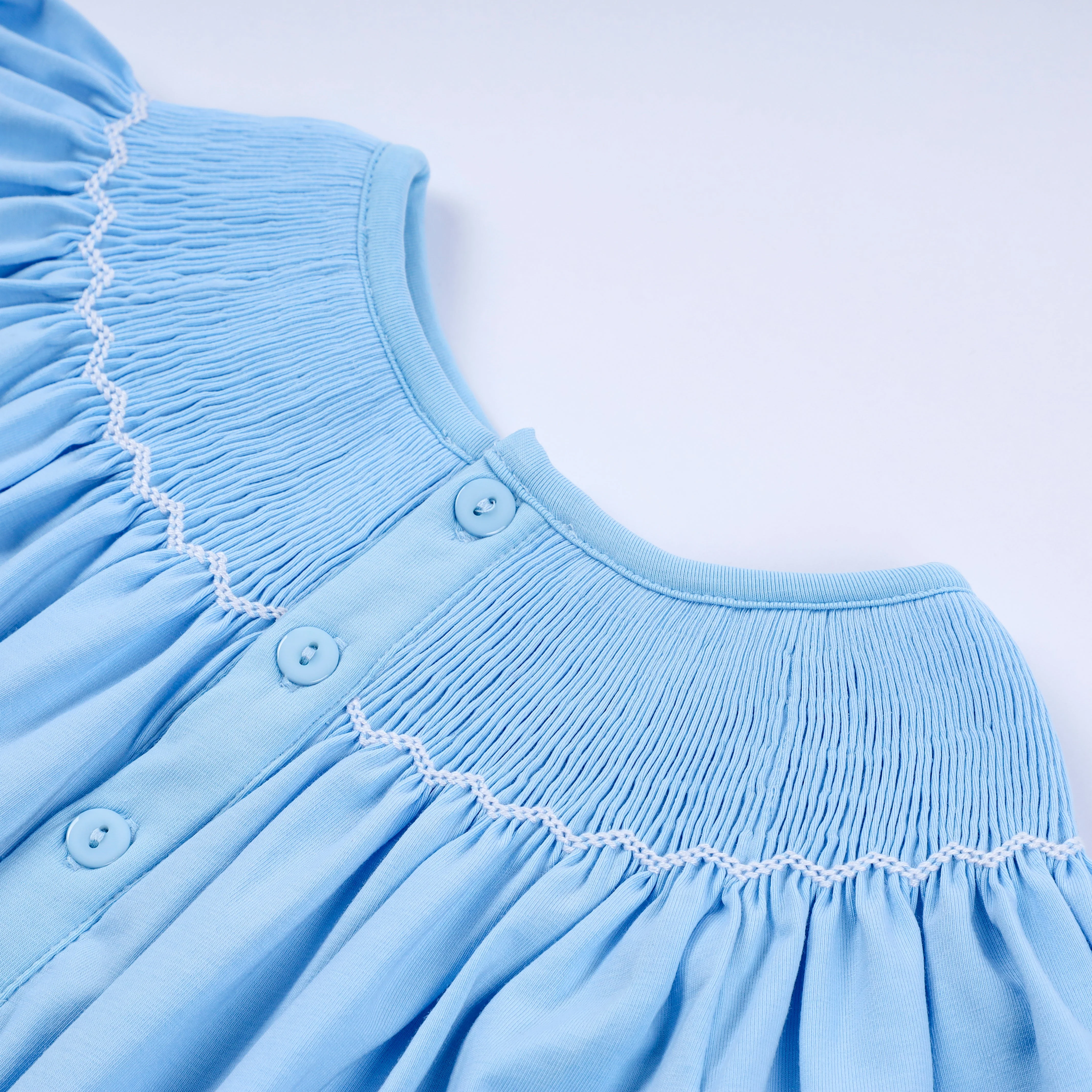 Blue nativity hand smocked bloomer set - Image 8