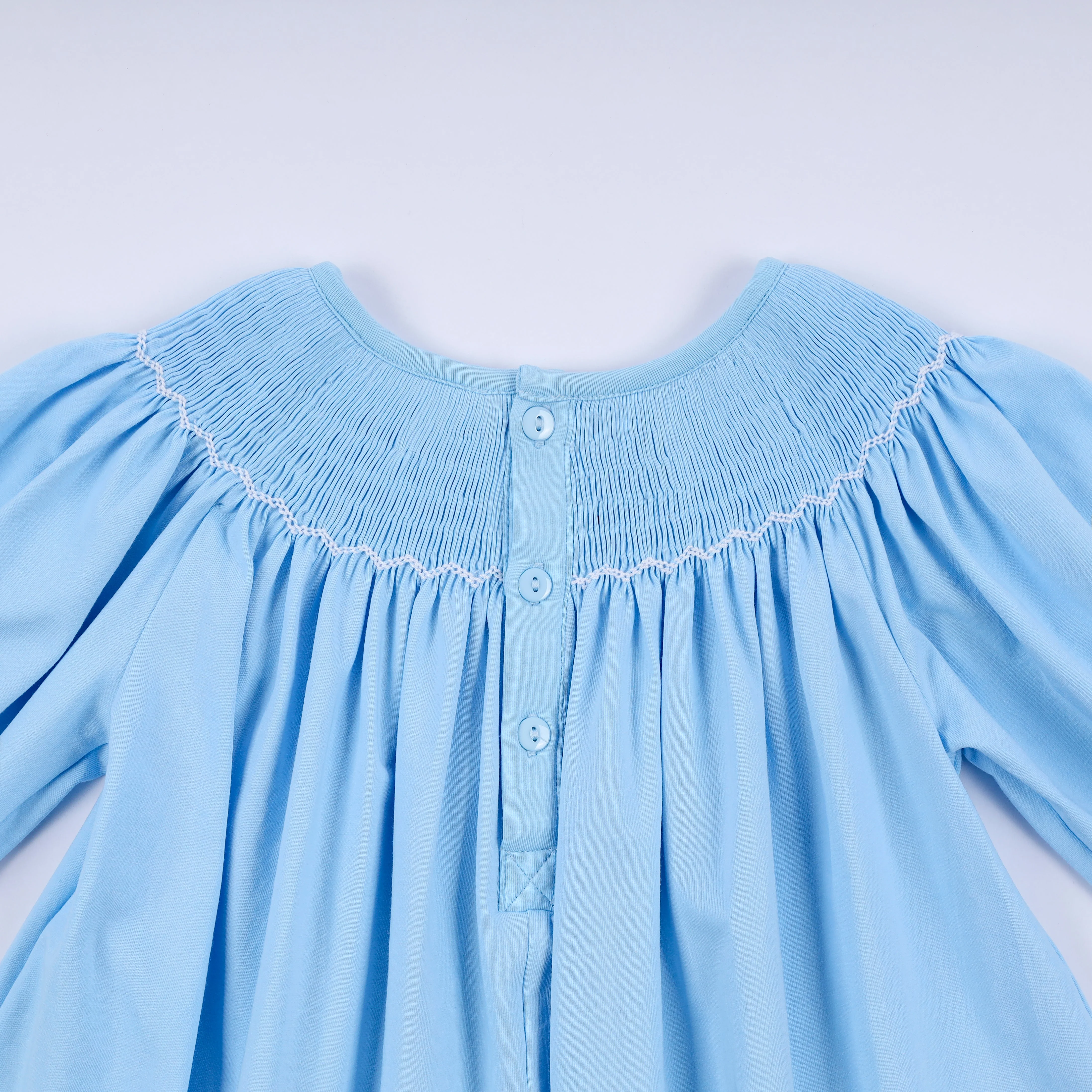 Blue nativity hand smocked dress - Image 7