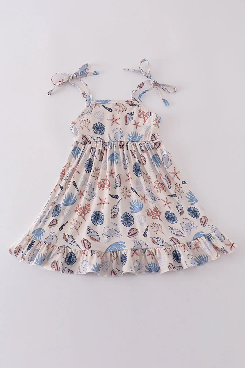 Blue ocean breeze shells print mom&me dress - Image 5