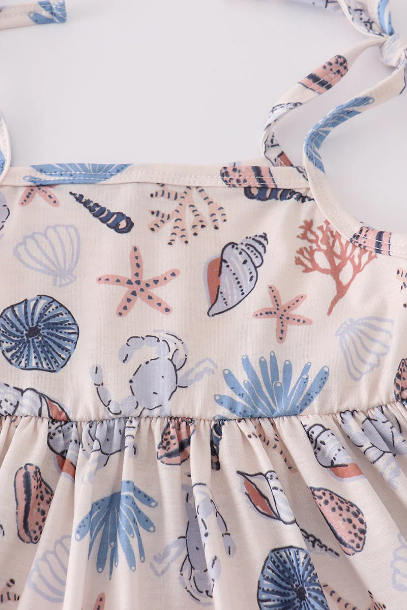 Blue ocean breeze shells print mom&me dress - Image 6