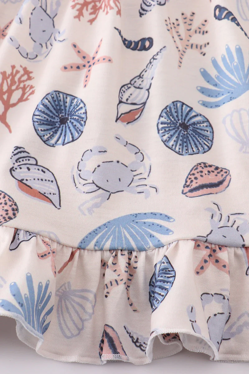 Blue ocean breeze shells print mom&me dress - Image 7