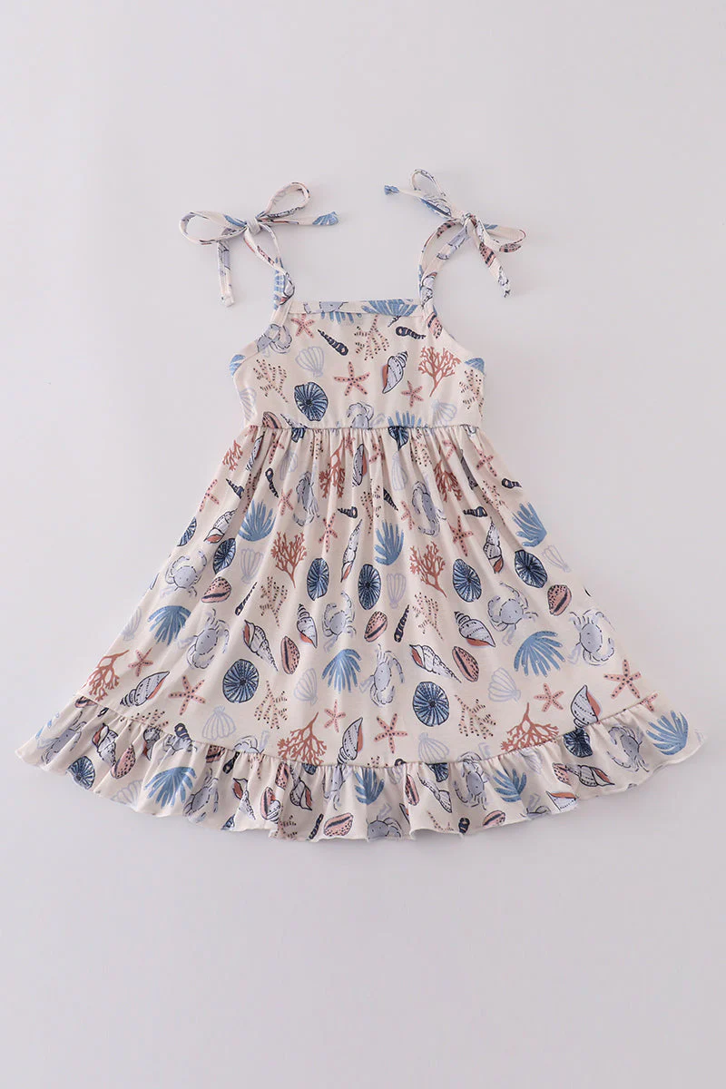 Blue ocean breeze shells print mom&me dress - Image 8