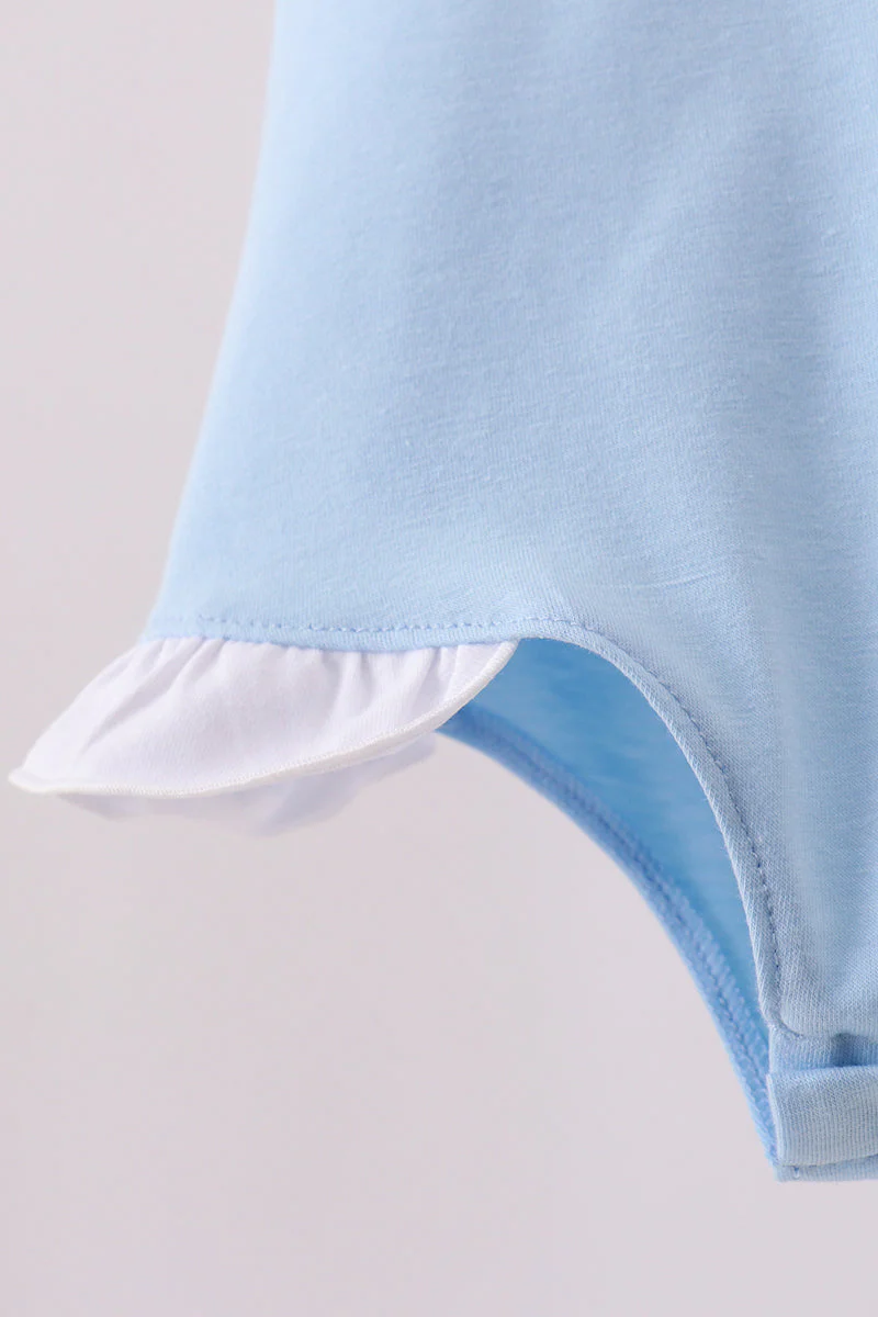 Blue pencil bow embroidery ruffle bubble - Image 4