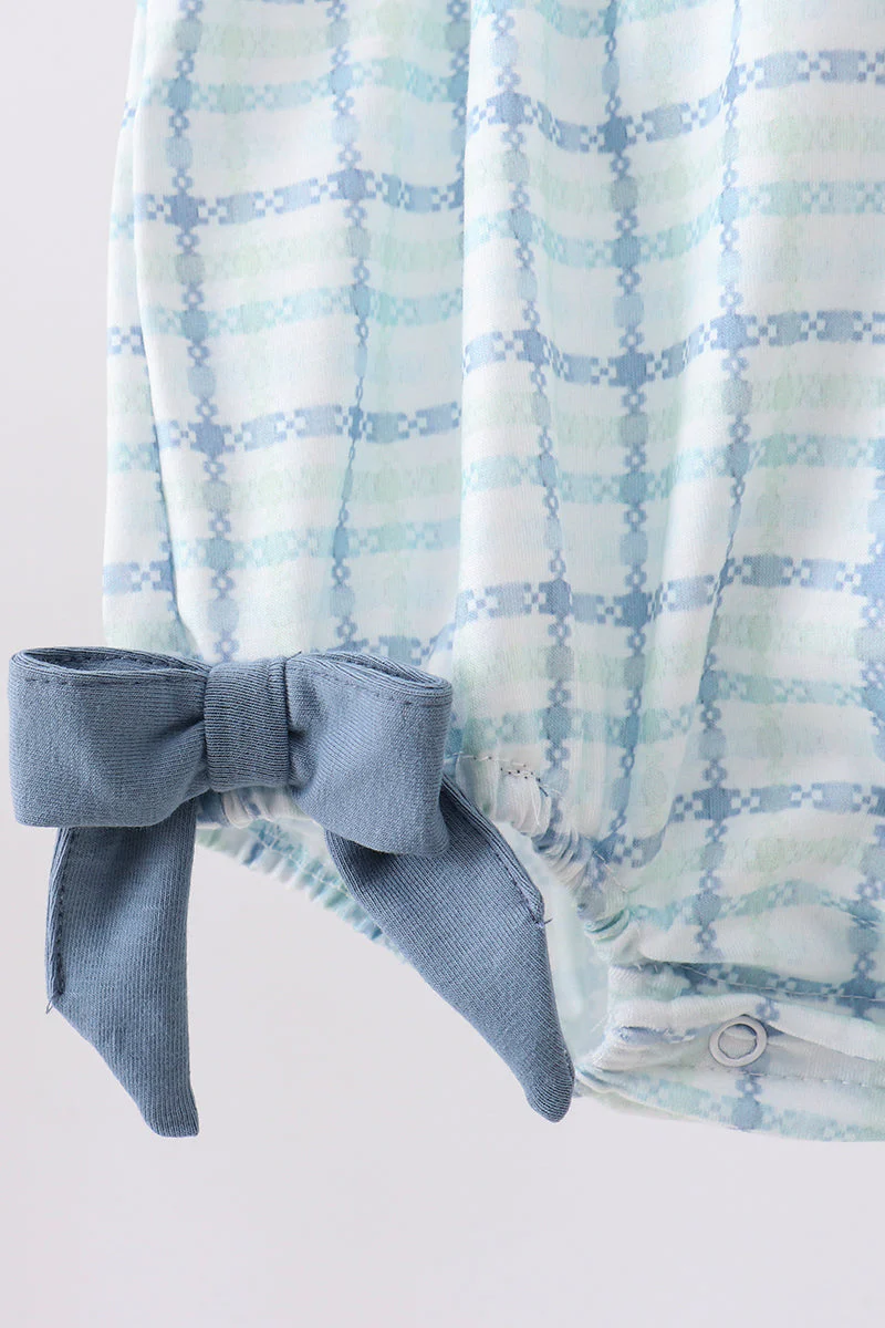 Blue plaid duck smocked bubble - Image 4