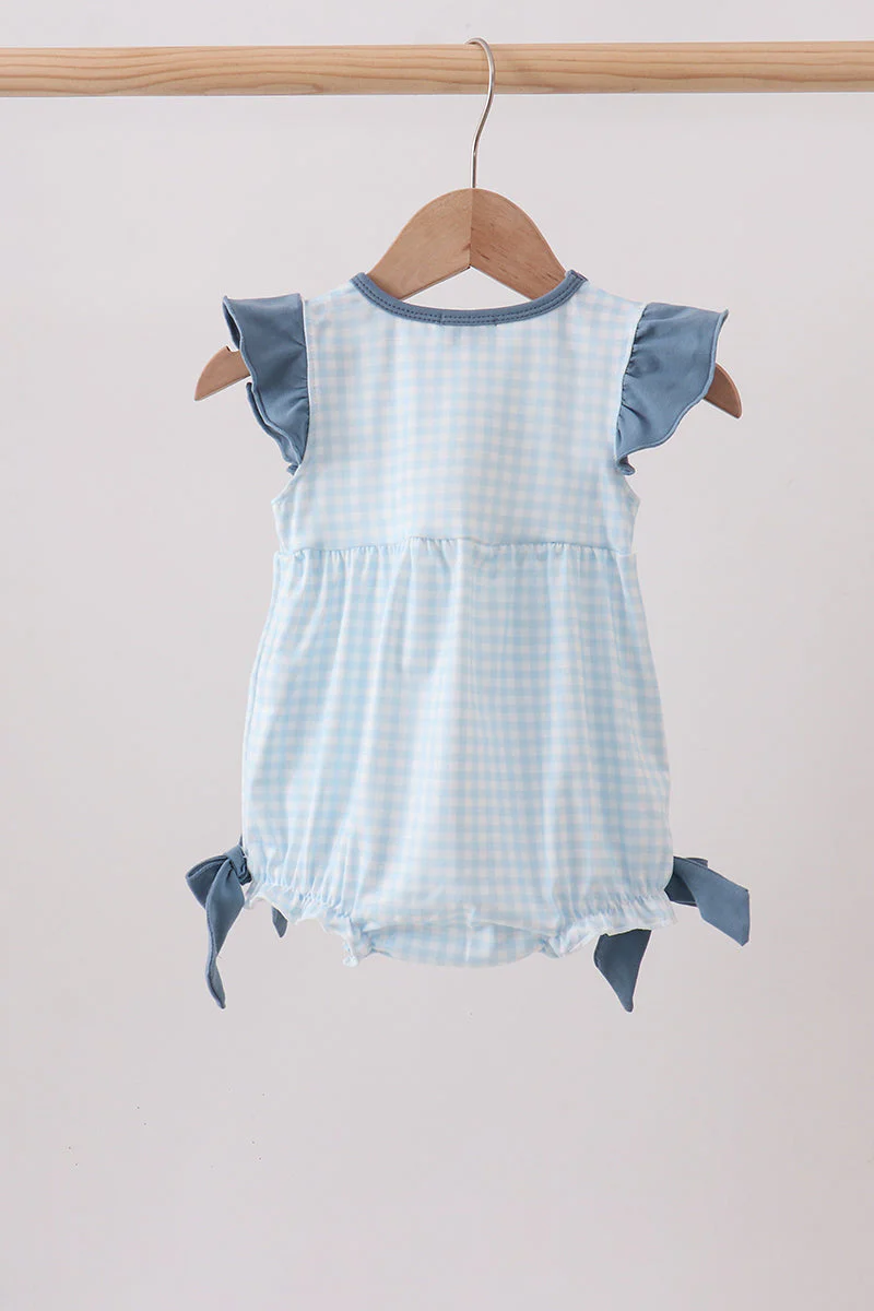 Blue Plaid Embroidered Bow Bubble - Image 4