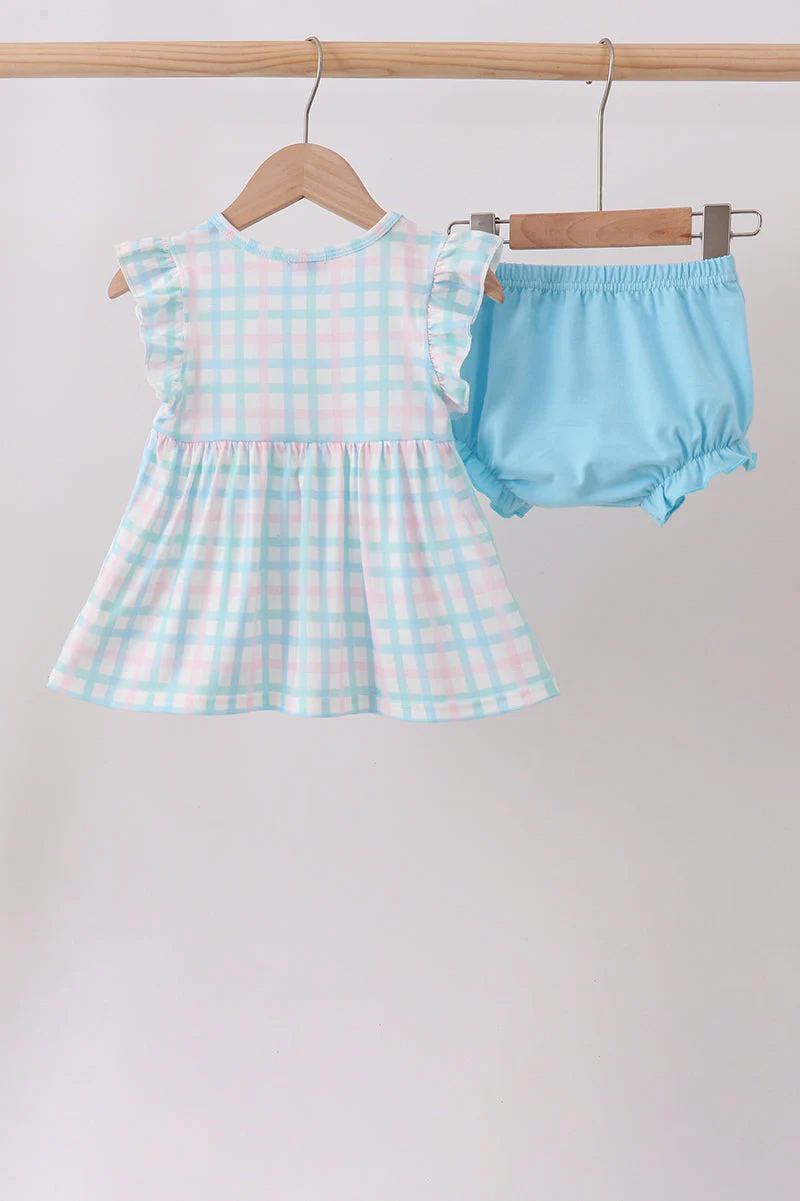 Blue Plaid Ruffle Bloomer Set - Image 2