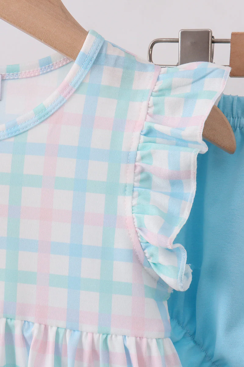 Blue Plaid Ruffle Bloomer Set - Image 5