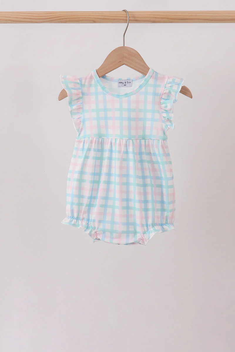 Blue Plaid Ruffle Bubble