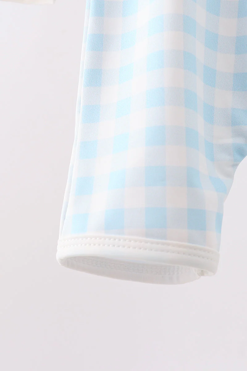 Blue Plaid UPF Swim One-Piece - Image 3