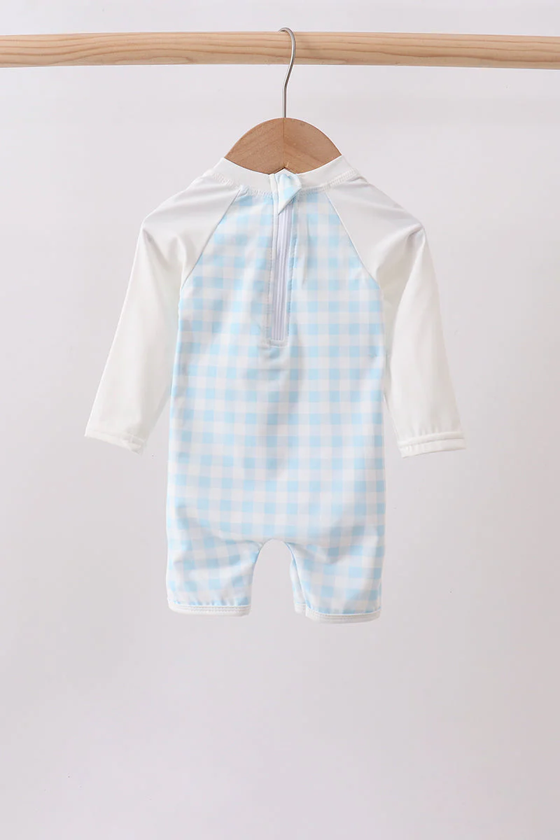 Blue Plaid UPF Swim One-Piece - Image 5