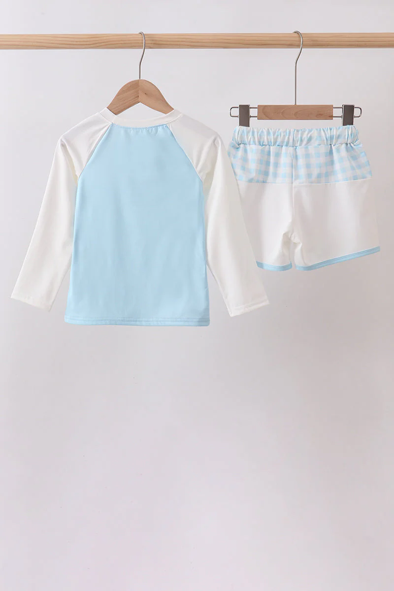 Blue Plaid UPF Swim Set - Image 5